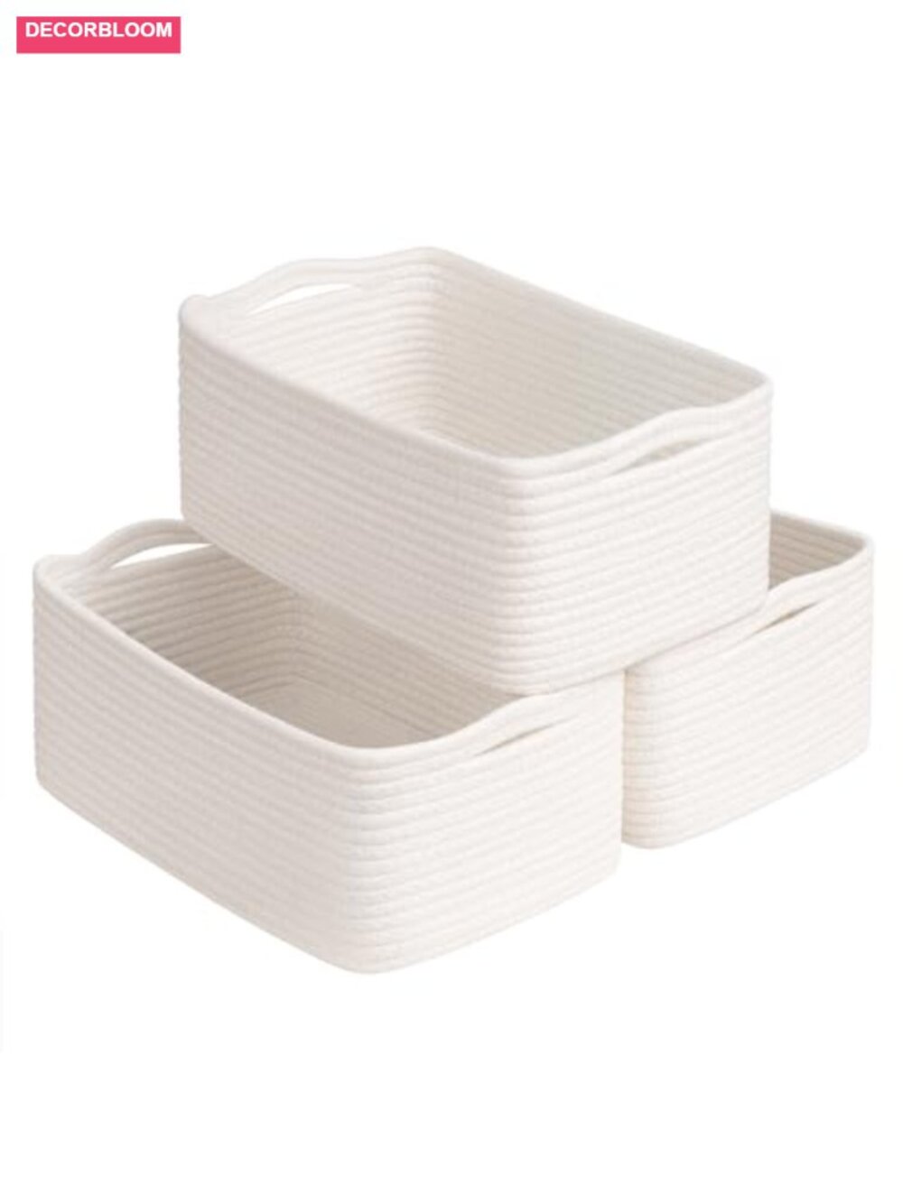 3 Pack Woven Cotton Rope Storage Baskets Organizing Nursery